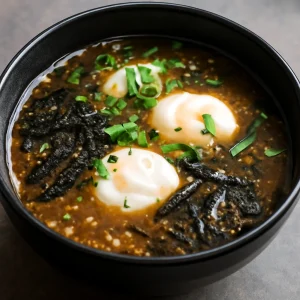 Pikáns togarashi leves tojással és nori algával