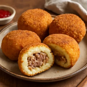 Friss, ropogós töltött korokke, ínycsiklandó falatok