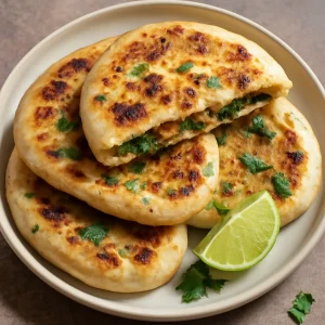 Ínycsiklandó naan, burgonyás és spenótos töltelékkel