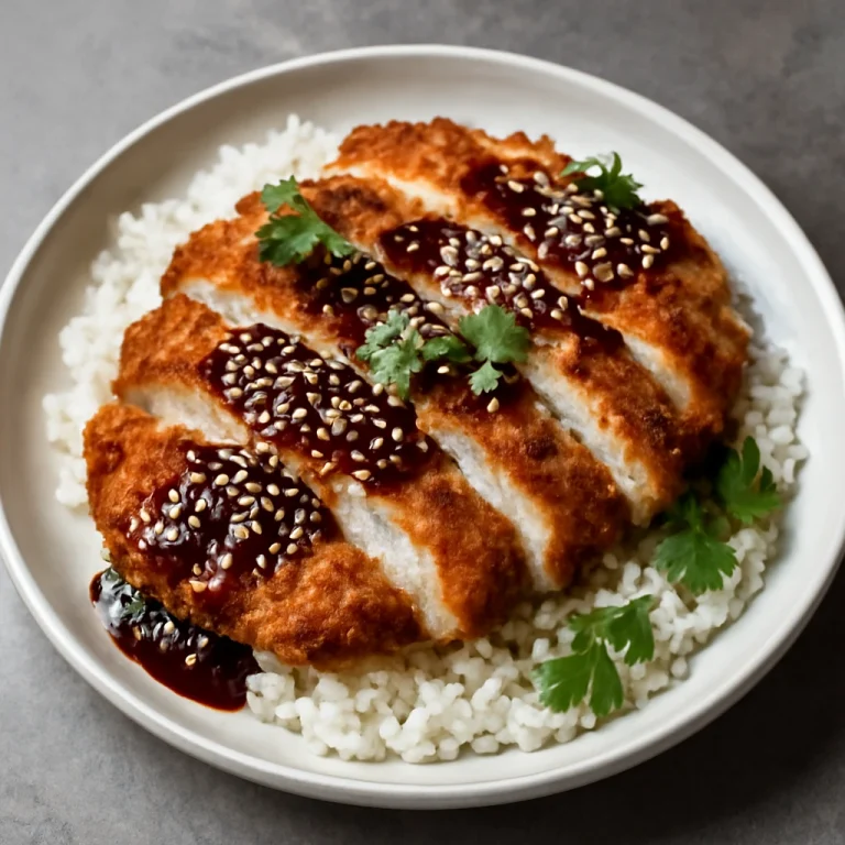 Tonkatsu tál szójaszósz, szezámmag és koriander díszítéssel