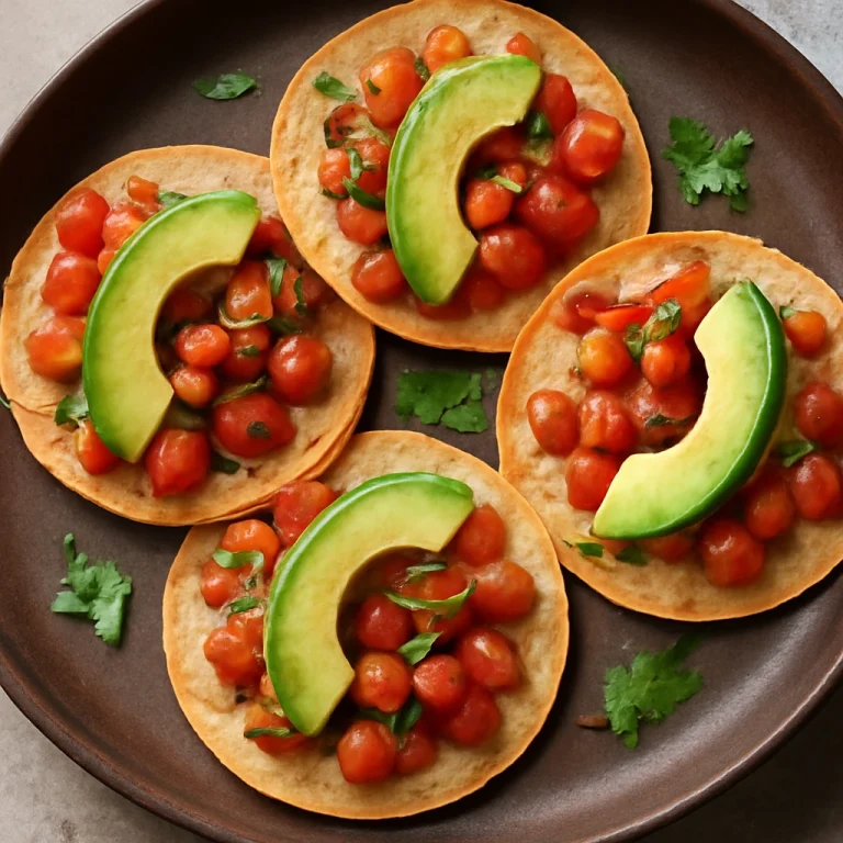 Tostada paradicsommal és avokádóval tálalva