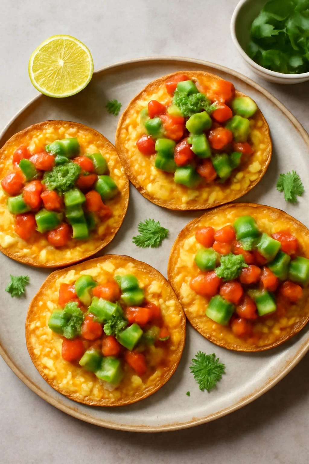 Ropogós tortilla sajttal és friss zöldségekkel
