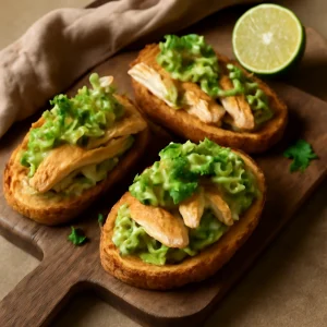Friss, ínycsiklandó tostón csirkével és guacamole-lal