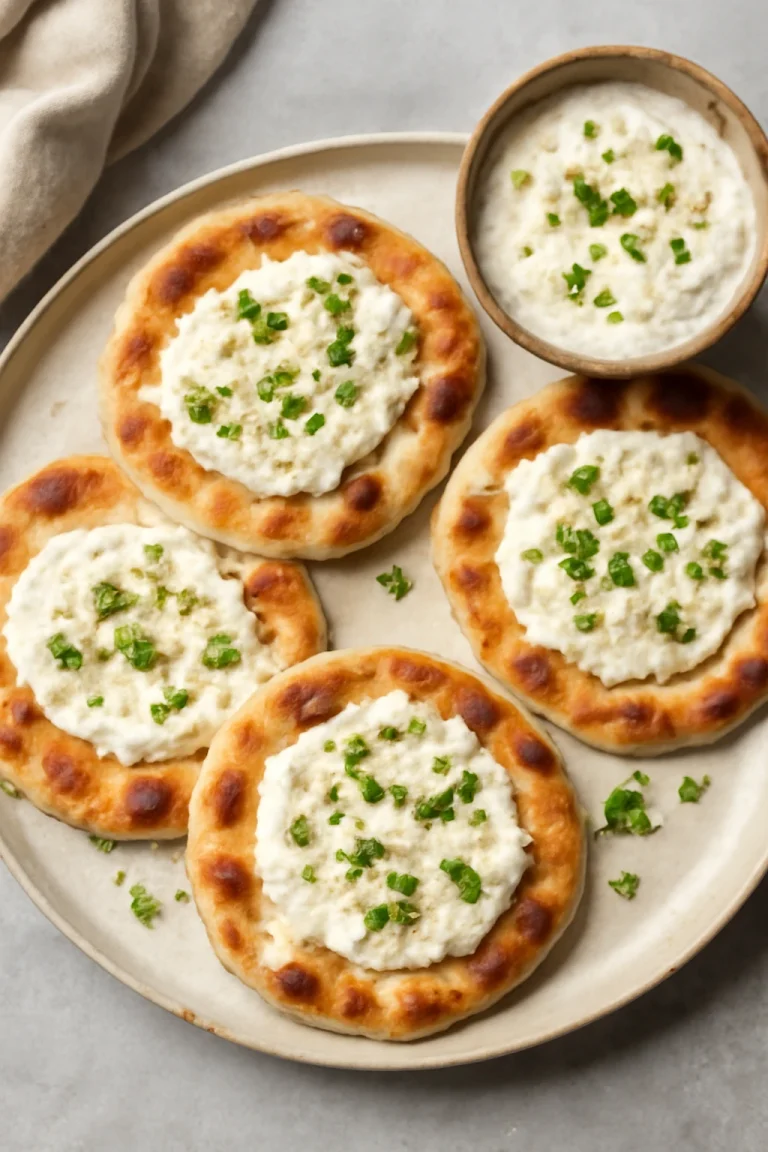 Tostón fokhagymás szósszal, pirított tortilla, fokhagymás tejfölös szósszal, friss petrezselyemmel.