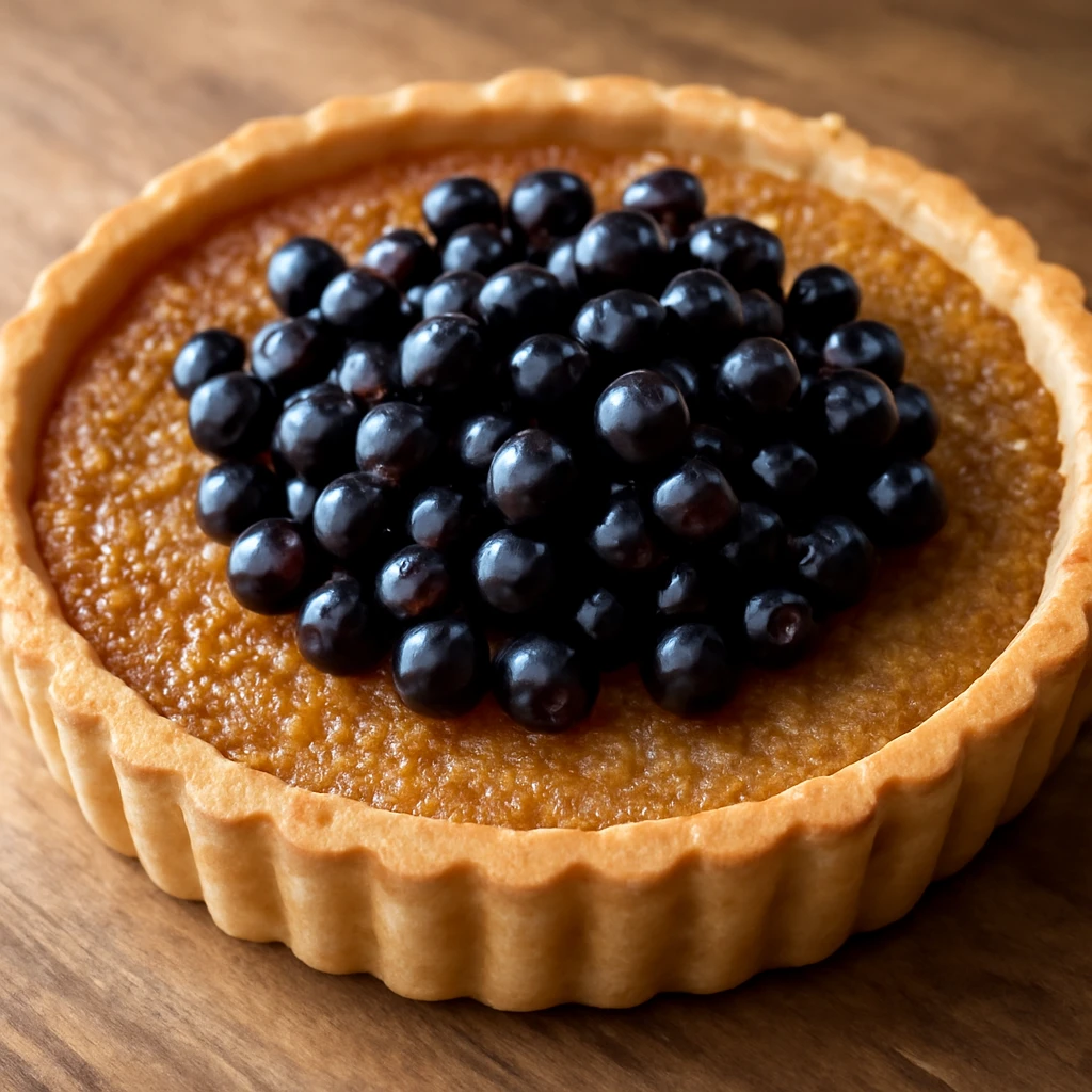 Gluténmentes treacle tart feketeribizlivel