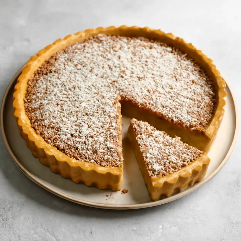 Treacle tart kókuszreszelékkel, frissen sütve, aranybarnára sülve