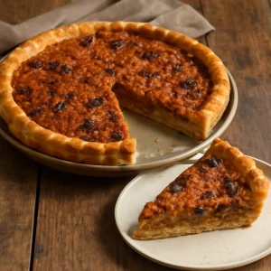 Angol treacle tart mazsolával, frissen tálalva