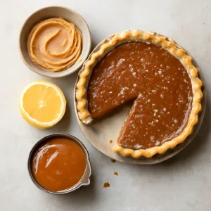 Finom és gazdag treacle tart, sós karamellás öntettel