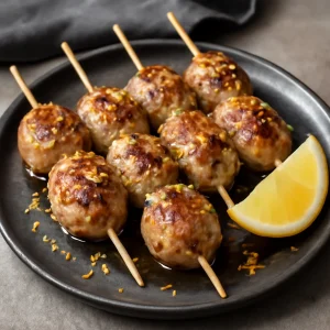 Japán grillezett csirke falatkák friss citromhéjjal