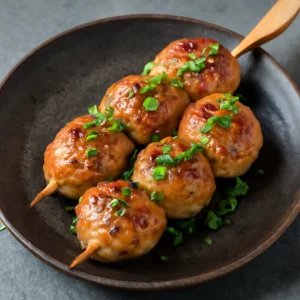 Japán tsukune, miso ízesítéssel, grillen sütve