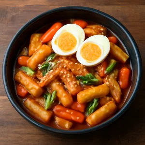 Koreai tteokbokki, gazdag fűszeres ízekkel