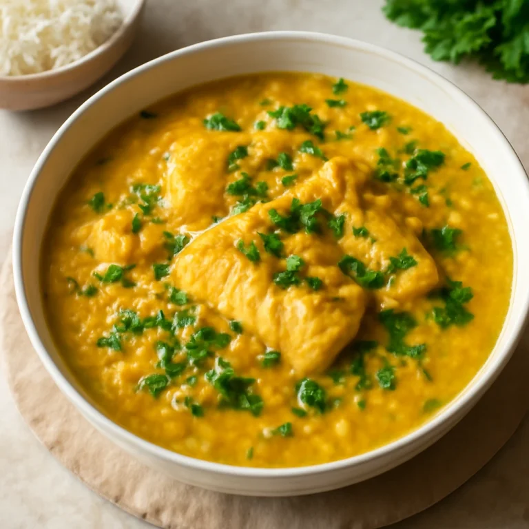 Vatapá de peixe com coentro, kókusztejes hal és friss korianderrel tálalva