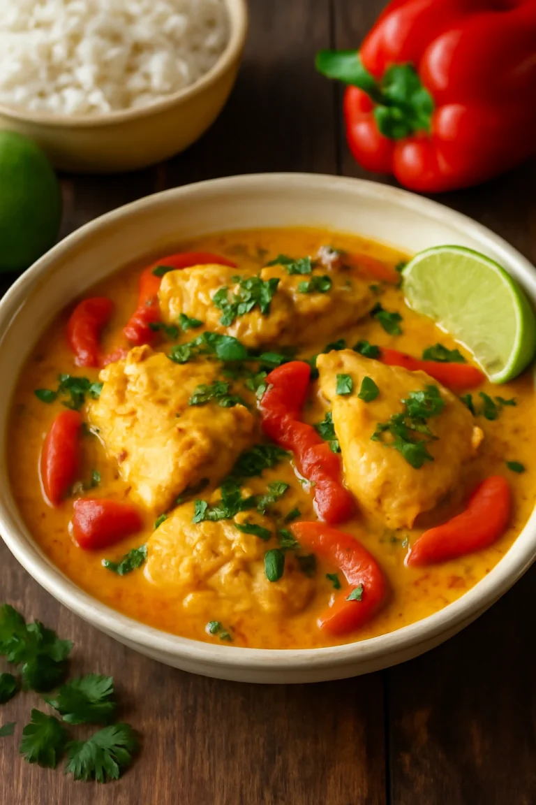 Vatapá de peixe com pimentão, brazil étel kókusztejjel és halételekkel