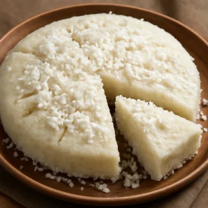 Puha vattayappam, kókuszreszelékkel tálalva