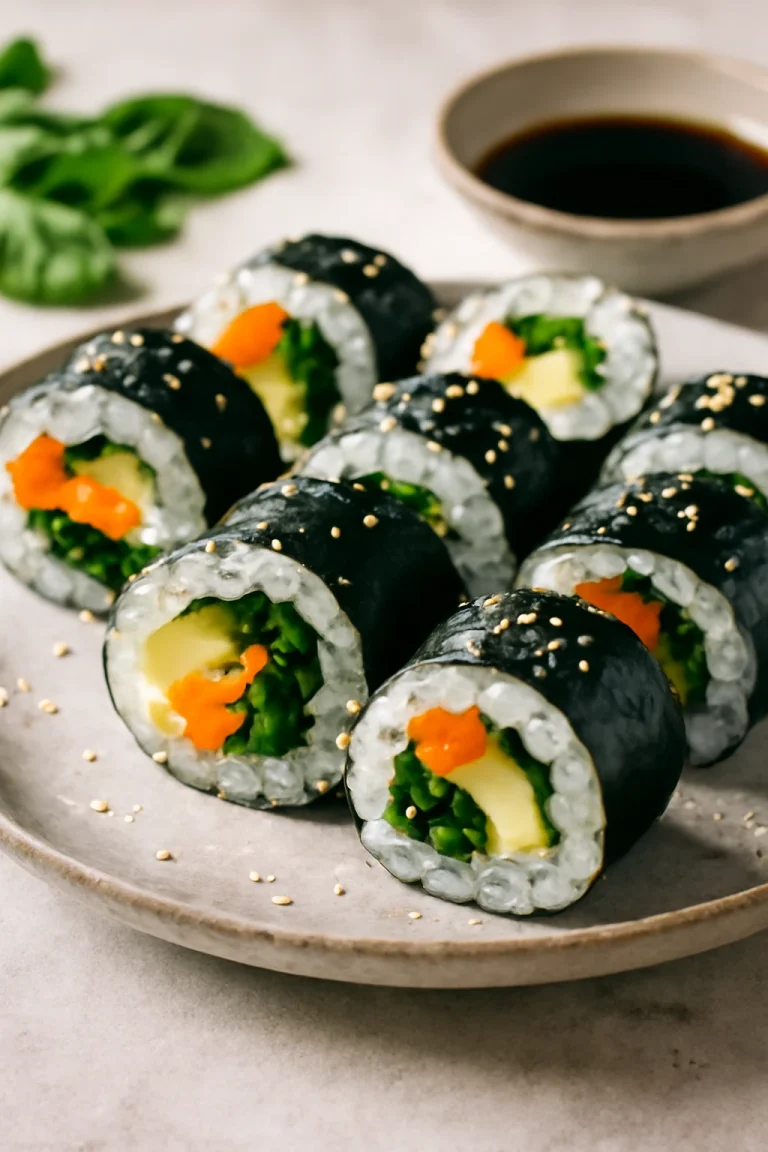 Veggie Gimbap, frissen készítve zöldségekkel és avokádóval