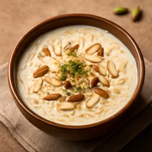 Indiai vermicelli kheer rózsavizes és kardamomos ízesítéssel