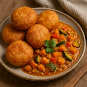 Afrikai kenyérgolyó fűszeres curryvel