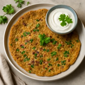 Indiai egészséges chilla friss fűszerekkel