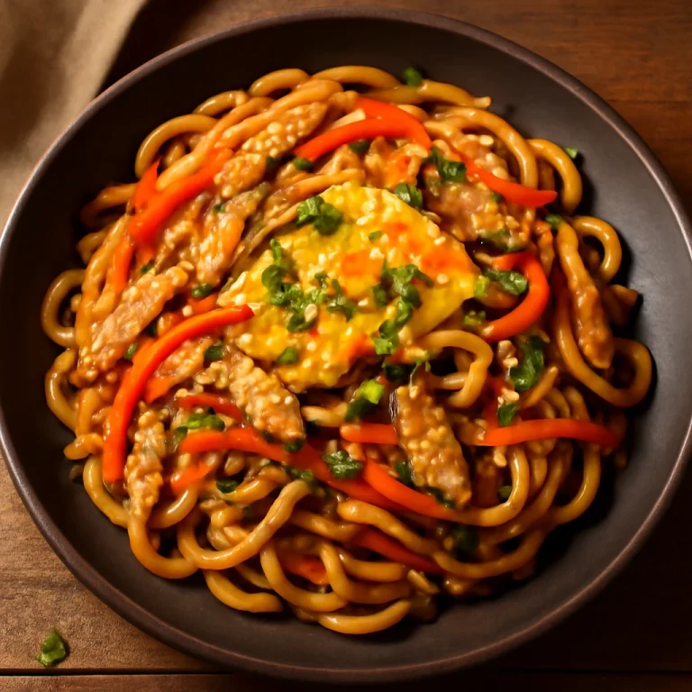 Yaki Udon sült udon, gazdag zöldségekkel és tojással