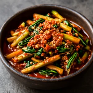 Frissítő fiatal nyári retek kimchi, fűszeres és ínycsiklandó