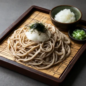 Friss zaru soba tészta reszelt daikonnal és szójaszósszal