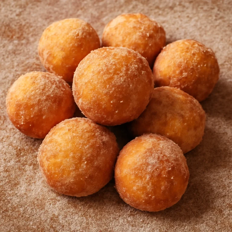 Zeppole fahéjas cukorral, aranybarnára sülve, porban