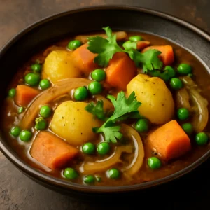 Zöldséges Nikujaga, gazdag, tápláló étel friss zöldségekkel