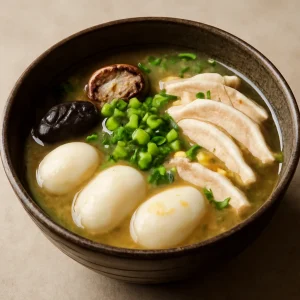 Finom japán leves, miso alapú, friss yuzu héjjal és zöldségekkel