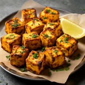 Grillezett paneer tikka savanyúságos joghurtban marinálva