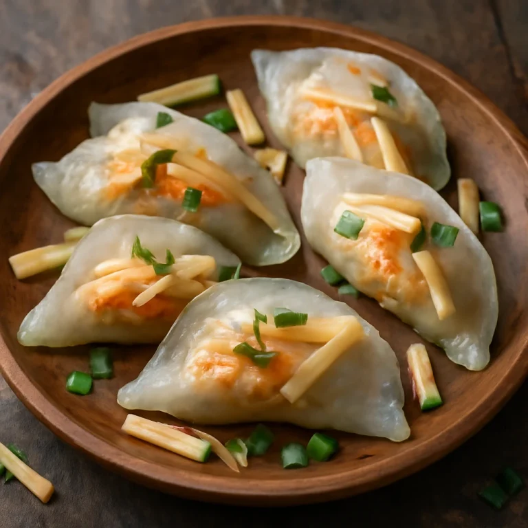 Bánh bột lọc bambuszrüggyel tálalva