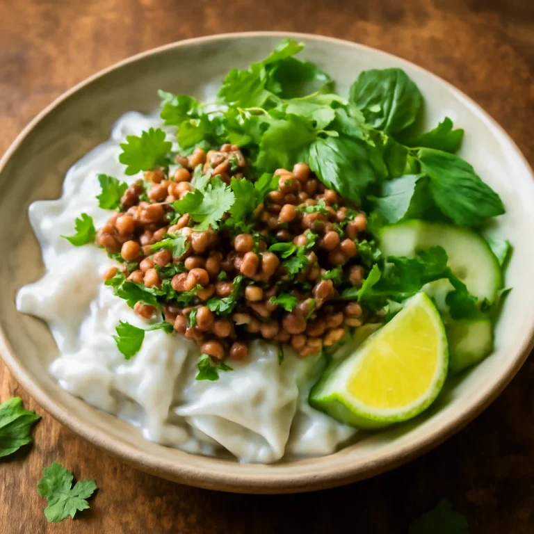 Bánh cuốn korianderrel, tálalva friss zöldségekkel