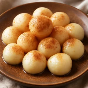 Japán édesség, rizslisztből, fahéjjal és kókusztejjel