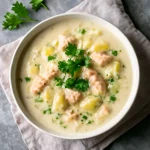 Cullen skink, gazdag füstölt hallal és petrezselyemmel díszítve, melegen tálalva