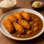 Ropogós rántott osztriga japán curry szósszal tálalva
