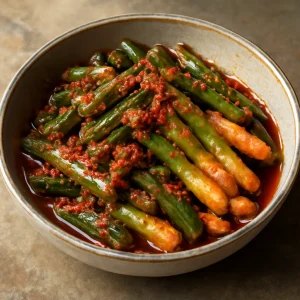 Friss tavaszi hagyma kimchi koreai módra