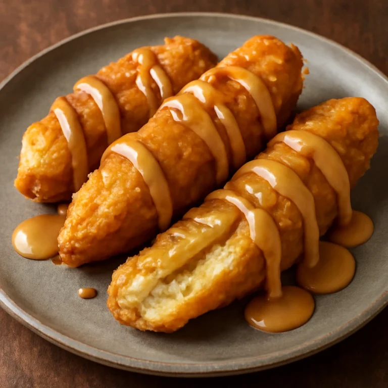 Pisang goreng mogyoróvajjal tálalva