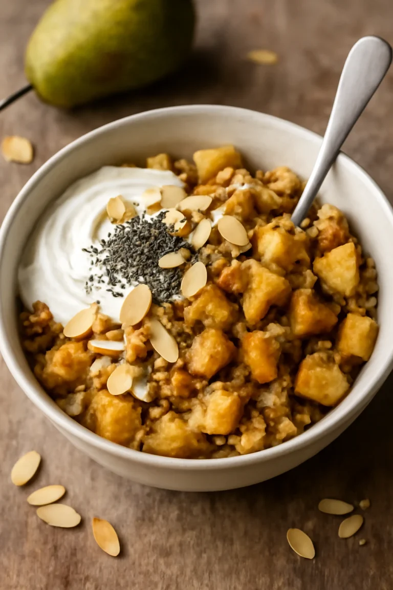 Prebiotikus almás-fahéjas quinoa joghurttal, chia maggal és mandulaforgáccsal