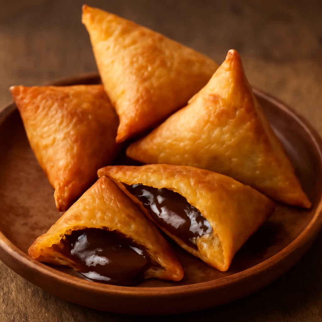 Édes csokoládés samosa, friss tésztával