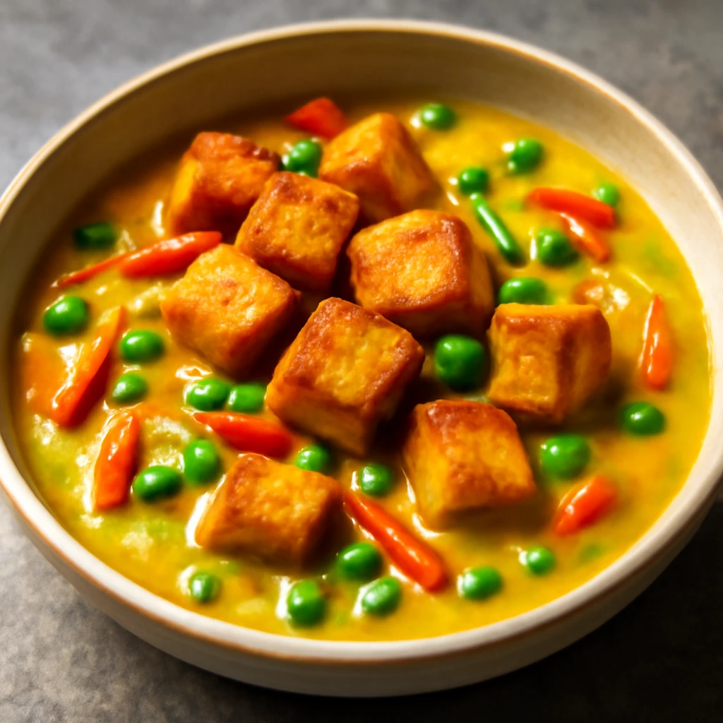 Vegetáriánus tofu curry kókusztejjel