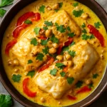 Vatapá de peixe com gengibre, kókusztejjel és dióval