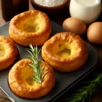 Yorkshire pudding rozmaringgal, tálalva frissen